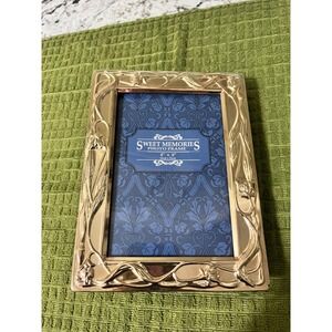 Sweet Memories Gold Floral Art Nouveau 4x6 Photo FrameAlbum Velvet TarnishResist